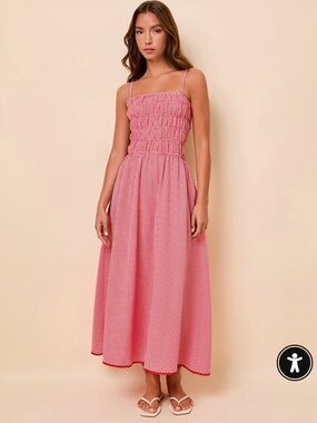 Red Gingham Maxi Dress